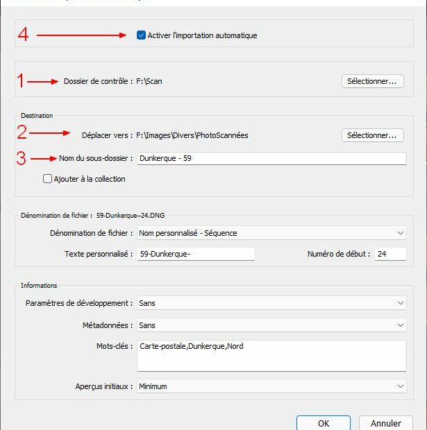 Fig.2 Importation automatique Lightroom