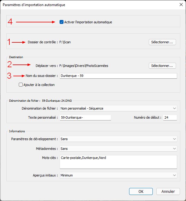 Fig.2 Importation automatique Lightroom