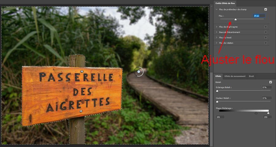 Ajuster le flou de profondeur de champ