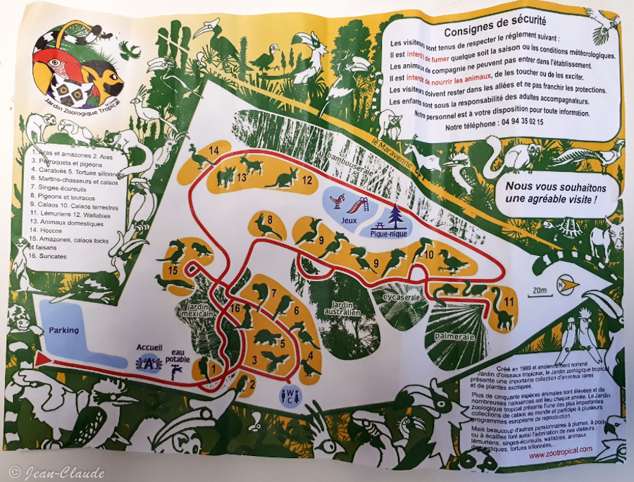 Plan du jardin zoologique exotique de la Londe