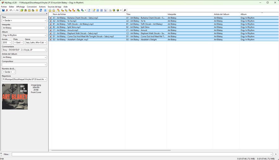 Mp3Tag, fenêtre générale