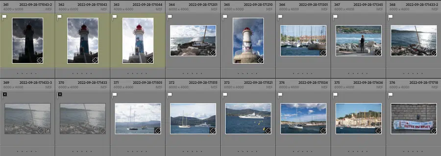 Fig 1 – Le tri photo: identifier les panoramas et HDR puis les drapeaux